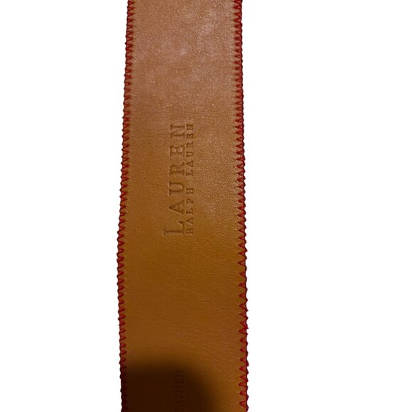 Lauren Ralph Lauren Leather Belt L Embroidered D Ring Boho Hippie Floral Western - Picture 5 of 6